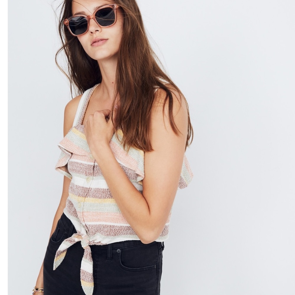 MADEWELL texture&thread tie front tank - Picture 3 of 8